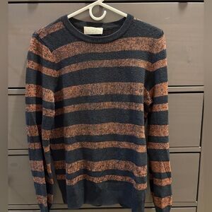A.L.C. Womens’s Navy and Orange Striped Crewneck Sweater size S